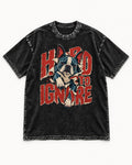 Hard to Ignore Boston Terrier Graphic Washed Tee in Black, flat lay product photo