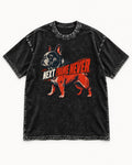Frenchie Next Frame Never Motion Banner Graphic Washed Tee in Black, flat lay product photo