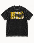 Dachshund Save Some Space Accordion Screen Graphic Washed Tee in Black, flat lay product photo