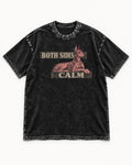Doberman Both Sides Calm Banner Washed Tee in Black, flat lay product photo