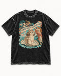 Shih Tzu Born Ready Slightly Late Venus Graphic Washed Tee in Black, flat lay product photo