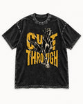 Great Dane Cut Through Breaking Type Graphic Washed Tee in Black, flat lay product photo