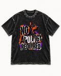 Doberman No Apology Required Torn Paper Graphic Washed Tee in Black, flat lay product photo