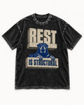 Rottweiler Rest Is Structural Architectural Type Graphic Washed Tee in Black, flat lay product photo