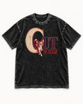 Chihuahua Cut to Scale Sewing Pattern Graphic Washed Tee in Black, flat lay product photo