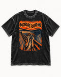 Monday Found Me Scream Boxer Washed Tee in Black, flat lay product photo