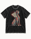 Great Dane Order Needs Noise Optical Line Graphic Washed Tee in Black, flat lay product photo