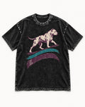 Pitbull Cross with Courage Brushstroke Graphic Washed Tee in Black, flat lay product photo