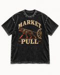 Market Pull Rottweiler Cart Harness Graphic Washed Tee in Black, flat lay product photo