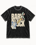 Frenchie Bark Breaks Bark Block Graphic Washed Tee in Black, flat lay product photo