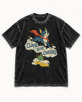 Clouds Have Corners Boston Terrier Washed Tee in Black, flat lay product photo