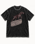 German Shorthaired Pointer Feel The Stop Frottage Graphic Washed Tee in Black, flat lay product photo