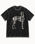 Great Dane I Was Here Plaid Silhouette Graphic Washed Tee in Black, flat lay product photo