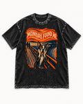 Monday Found Me Boston Terrier Scream Graphic Washed Tee in Black, flat lay product photo