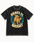 Golden Retriever Shake It Bright Water Ring Graphic Washed Tee in Black, flat lay product photo