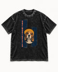 Beagle Has One More Question Washed Tee in Black, flat lay product photo