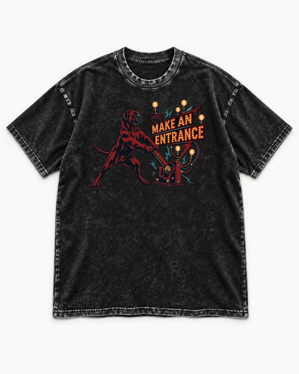 Boxer Make an Entrance Washed Tee in Black, flat lay product photo
