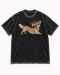 Golden Retriever A Little Higher Play Bow Graphic Washed Tee in Black, flat lay product photo