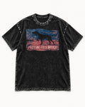 German Shorthaired Pointer Pressure Feels Different Monotype Graphic Washed Tee in Black, flat lay product photo