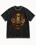 Corgi Good Friends Bad Hands Poker Night Washed Tee in Black, flat lay product photo