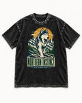 Husky Northern Instinct Mountain Sentinel Washed Tee in Black, flat lay product photo
