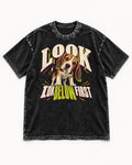 Beagle Look Low Below First Washed Tee in Black, flat lay product photo