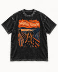 Rottweiler Monday Found Me Scream Parody Graphic Washed Tee in Black, flat lay product photo