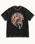Pitbull Make Room for the Brave Mosaic Graphic Washed Tee in Black, flat lay product photo