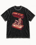 Yorkshire Terrier Registered Energy Stamp Press Graphic Washed Tee in Black, flat lay product photo