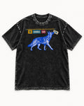 German Shepherd Dog The Schedule Said Stay Graphic Washed Tee in Black, flat lay product photo