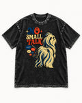 Shih Tzu No Small Talk Speech Bubble Graphic Washed Tee in Black, flat lay product photo
