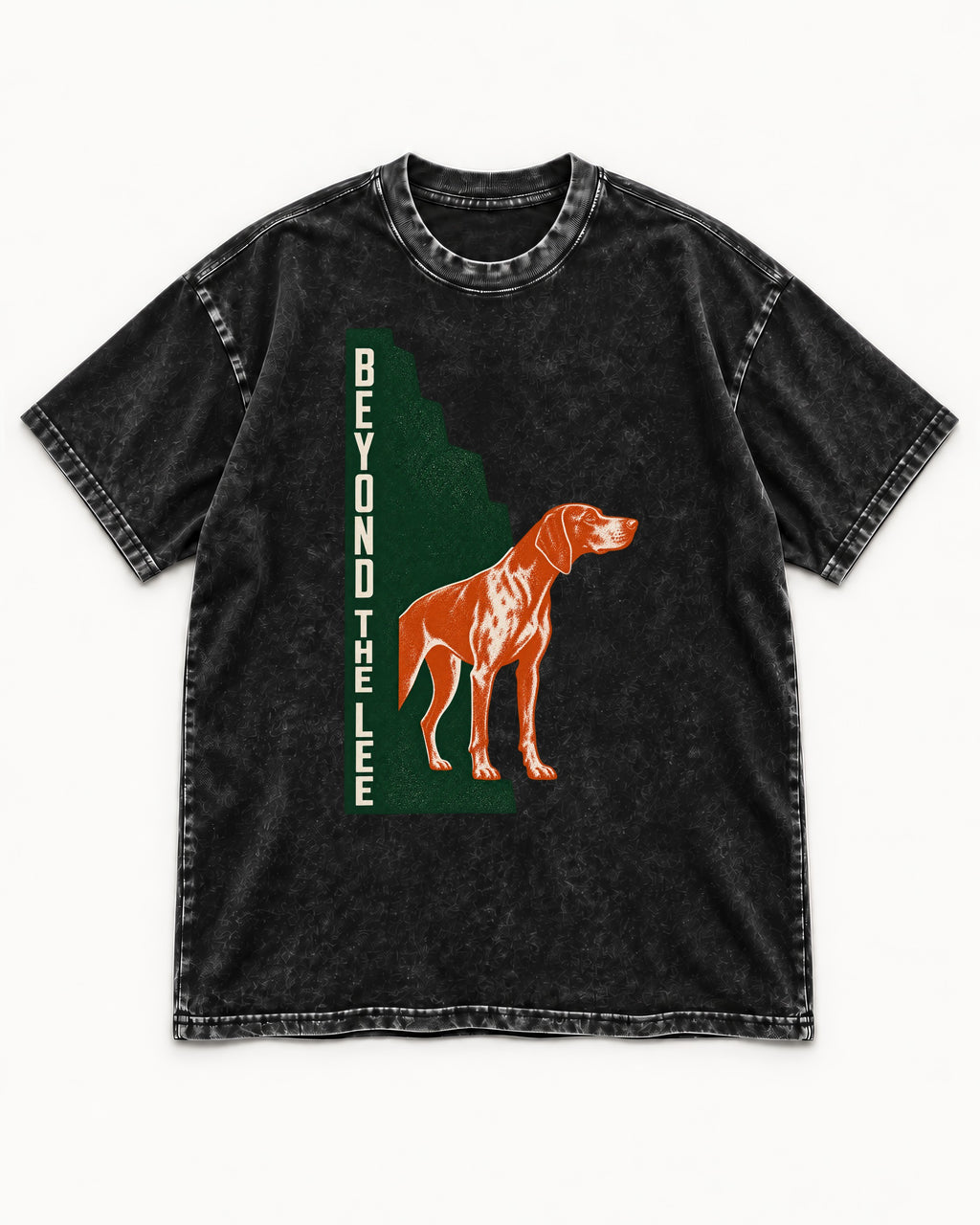 German Shorthaired Pointer Beyond the Lee Monument Graphic Washed Tee in Black, flat lay product photo