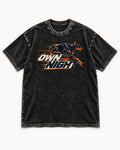 Doberman Own the Night Speed Graphic Washed Tee in Black, flat lay product photo