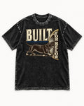 Dachshund Built for Below Washed Tee in Black, flat lay product photo
