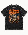 Husky Monday Found Me Scream Parody Graphic Washed Tee in Black, flat lay product photo