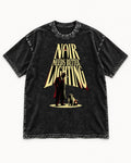 Pug Noir Needs Better Lighting Detective Graphic Washed Tee in Black, flat lay product photo