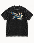 Corgi Weight Goes Low Ribbon Arrow Graphic Washed Tee in Black, flat lay product photo