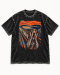 German Shorthaired Pointer Monday Found Me Scream Parody Graphic Washed Tee in Black, flat lay product photo