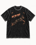 Doberman Off the Page Focus Frame Graphic Washed Tee in Black, flat lay product photo