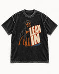 Rottweiler Lean In Block Typography Graphic Washed Tee in Black, flat lay product photo