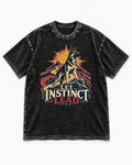 Let Instinct Lead Sunrise German Shepherd Dog Graphic Washed Tee in Black, flat lay product photo