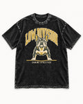 Frenchie Low Division Canine Athletics Graphic Washed Tee in Black, flat lay product photo