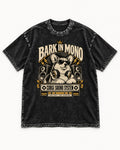 Corgi Bark in Mono Sound System Washed Tee in Black, flat lay product photo