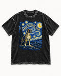 Night Shift Orbital Division Boxer Night Sky Graphic Washed Tee in Black, flat lay product photo