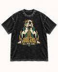 Good Sense Has a Wide Stance English Bulldog Graphic Washed Tee in Black, flat lay product photo