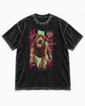 Labrador Retriever Rise Easy Running Chocolate Lab Graphic Washed Tee in Black, flat lay product photo