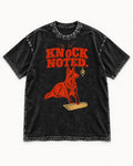 Knock Noted Door Knocker German Shepherd Dog Graphic Washed Tee in Black, flat lay product photo
