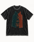 Doberman The Space Between Pattern Pieces Graphic Washed Tee in Black, flat lay product photo