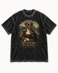 Mystery Wears Well Boxer Mona Lisa Portrait Washed Tee in Black, flat lay product photo