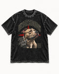 Pitbull Underdogs Same Dogs Different Breed Portrait Graphic Washed Tee in Black, flat lay product photo